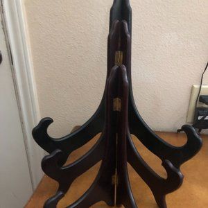 Folding Wooden Plate Display Stand / Easel Picture Frame Holder